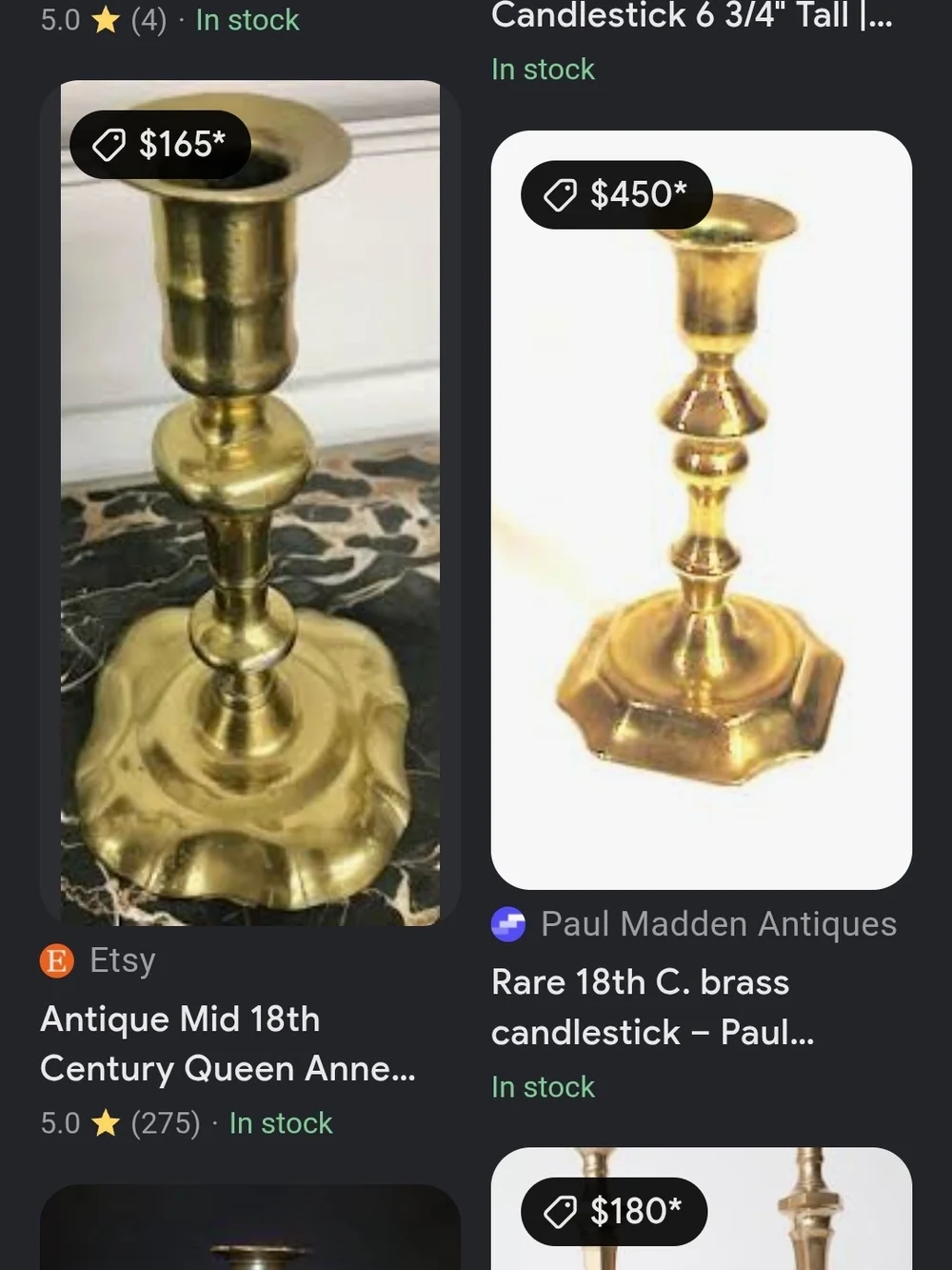Antique Brass Candle Holder Gold Candlesticks